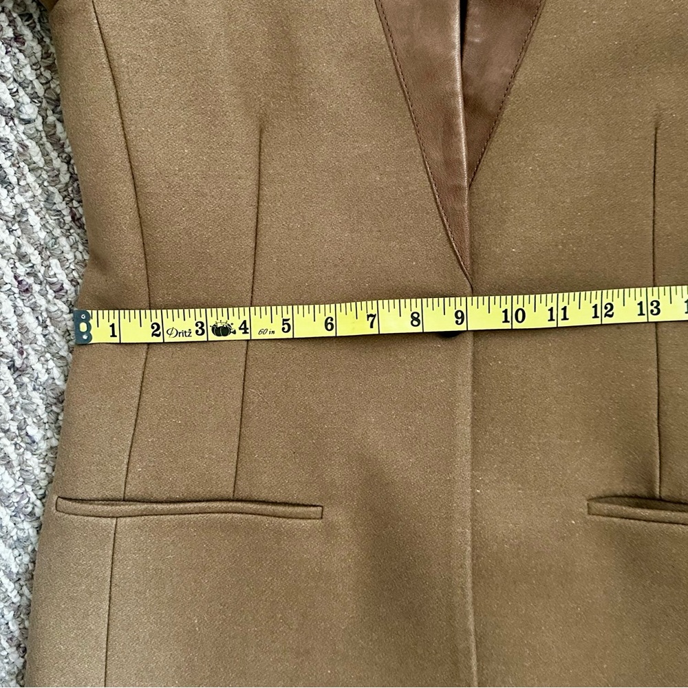 All Saints Irish Lorie wool coat, camel with leather collar/trim - Picture 14 of 16